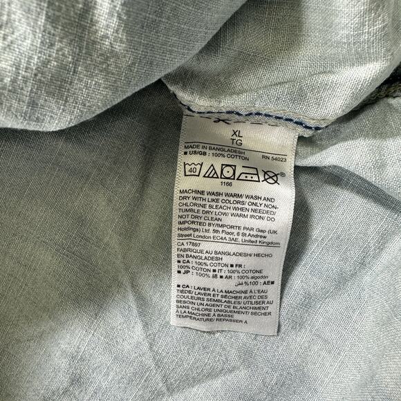 Gap Button Up Shirt Mens XL Light Blue Standard Fit Denim Long Sleeve‎ Pockets - Picture 4 of 9